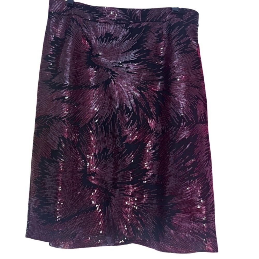 Nanette Lepore Burgundy Sequin Sunburst Pencil Skirt NWTHoliday Party Wine Black